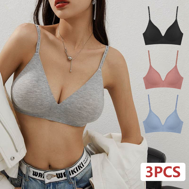 Push Up Bra Padded - 4pcs 여성 무선 딥 브이 브래지어