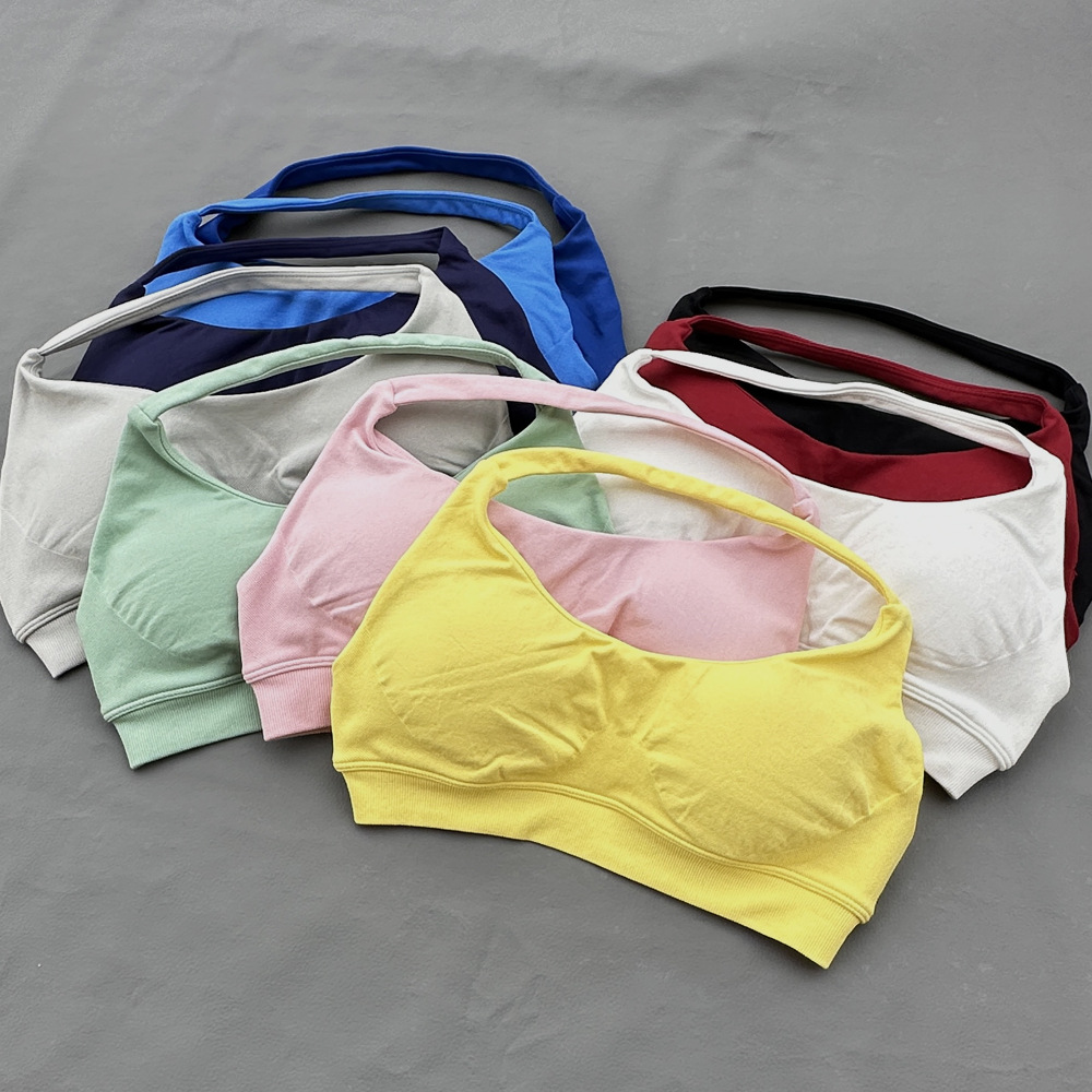 스포츠 브라 여성용 심리스 홀터탑 하이 서포트 푸쉬업  - Push Up Bra Padded 리뷰 및 가격