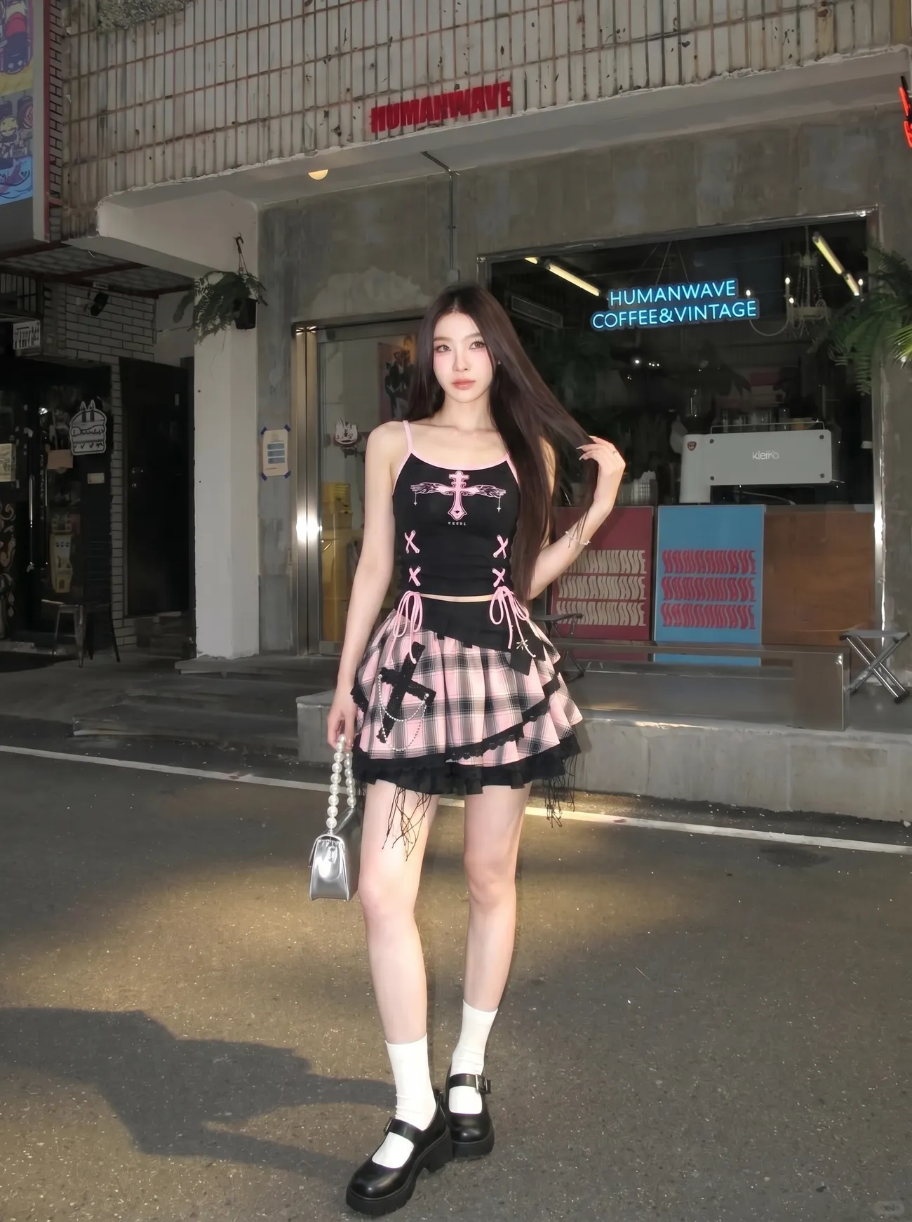 빈티지 Y2K 다크 스윗 스커트 세트 여성용 캐미 플래 - Cami Top Lace 리뷰 및 가격
